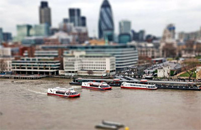 tilt-shift photos of London